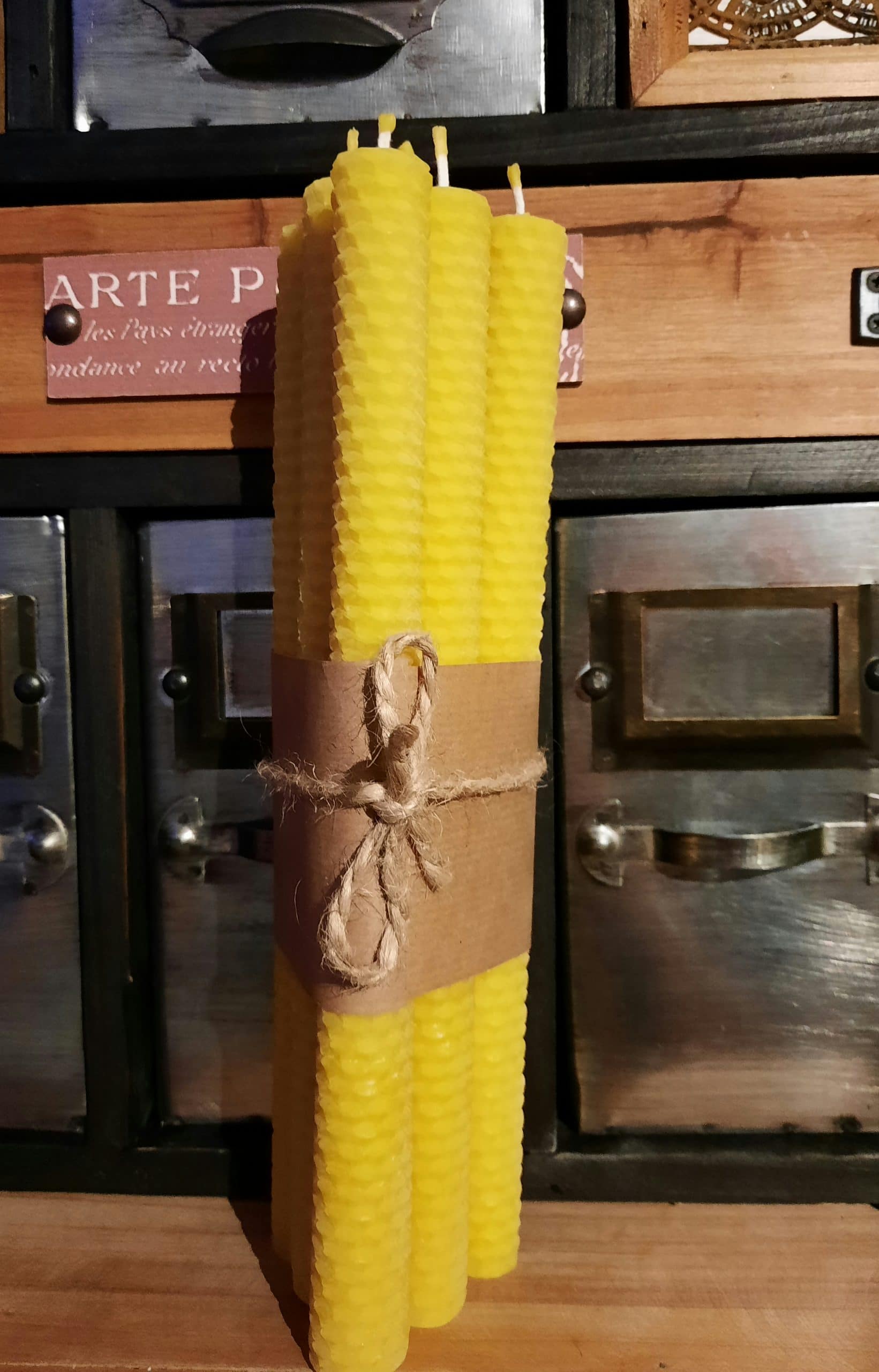 chandelles à la cire d'abeilles