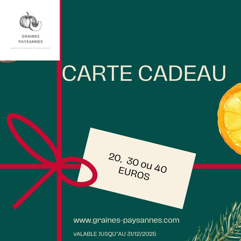 carte cadeau graines paysannes de 20, 30 ou 40 euros au choix